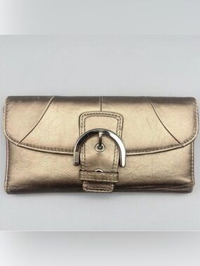 COACH 🤎BRONZE🤎 SOHO LEATHER BUCKLE SLIM ENVELOPE WALLET 🌟PRE-LOVED🌟